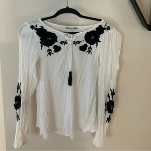 Black & White Floral Blouse (XS)